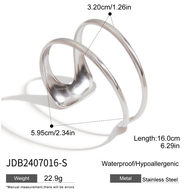 Stainless Steel Double Layer Hollow Bangle - Modern Minimalist Style for Women - Image 5