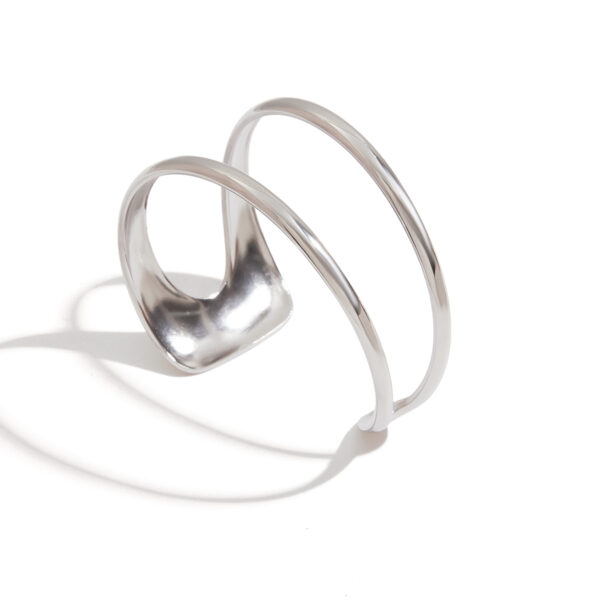 Stainless Steel Double Layer Hollow Bangle - Modern Minimalist Style for Women