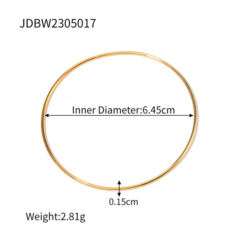 Wholesale Single Layer Simple Shaped Thin Loop 18k Gold-Plated Stainless Steel Slender Bracelet for Girls - Image 6