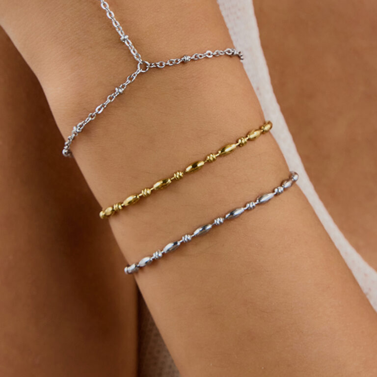 Classic Steel Stainless Steel Oval Bead Chain Bracelet 16.5+5cm for Women - Image 3
