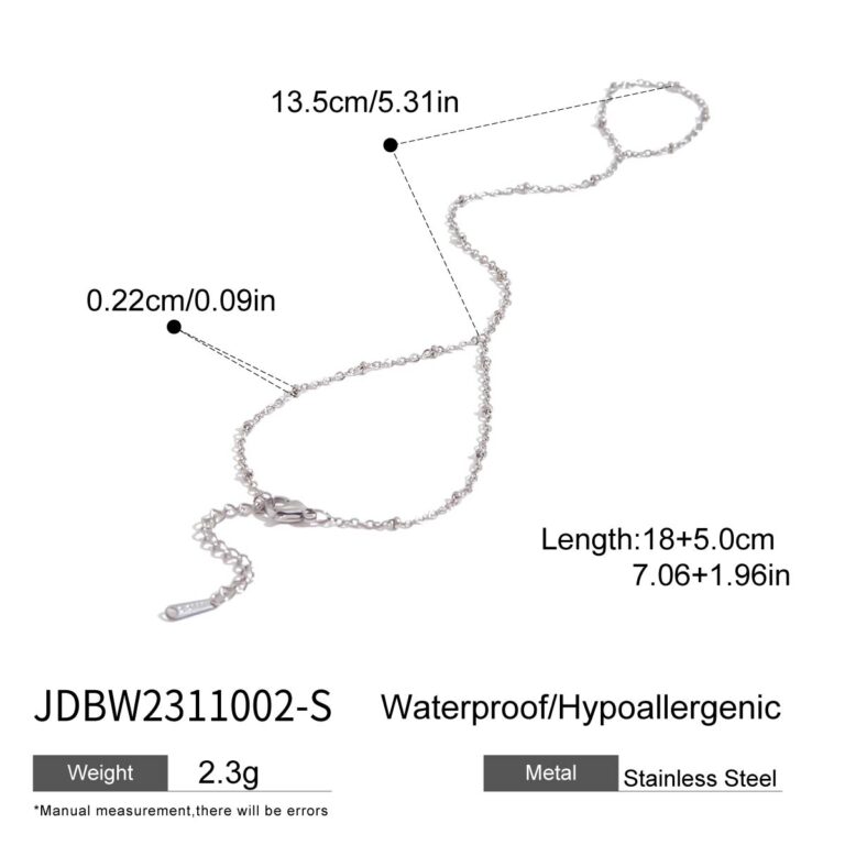 Classic Stainless Steel Beaded Finger Chain Bracelet - Minimalist Pearl-Link Hand Jewelry for Women - Image 5