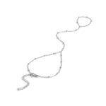 Classic Stainless Steel Beaded Finger Chain Bracelet - Minimalist Pearl-Link Hand Jewelry for Women
