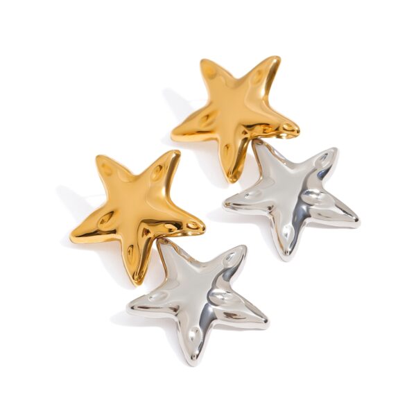 J&D Modern Minimalist 18K Pvd Gold Stainless Steel Gold and Silver Star Women Drop Earrings