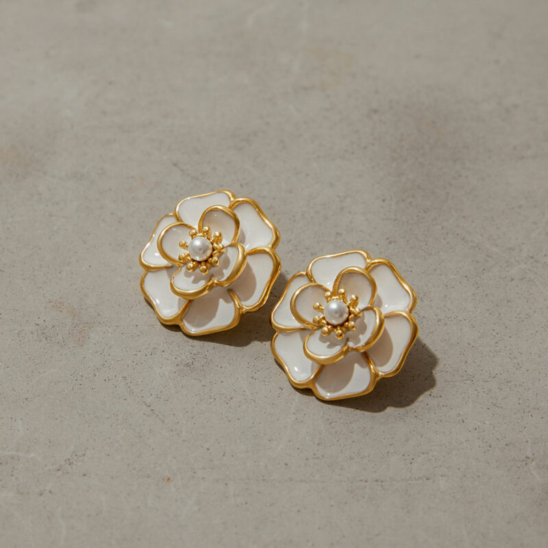 J&D Elegant Ocean Summer Boho Resin Floral Earrings 18K Gold Stainless Steel Accent Hypoallergenic Lightweight Jewelry - Image 3