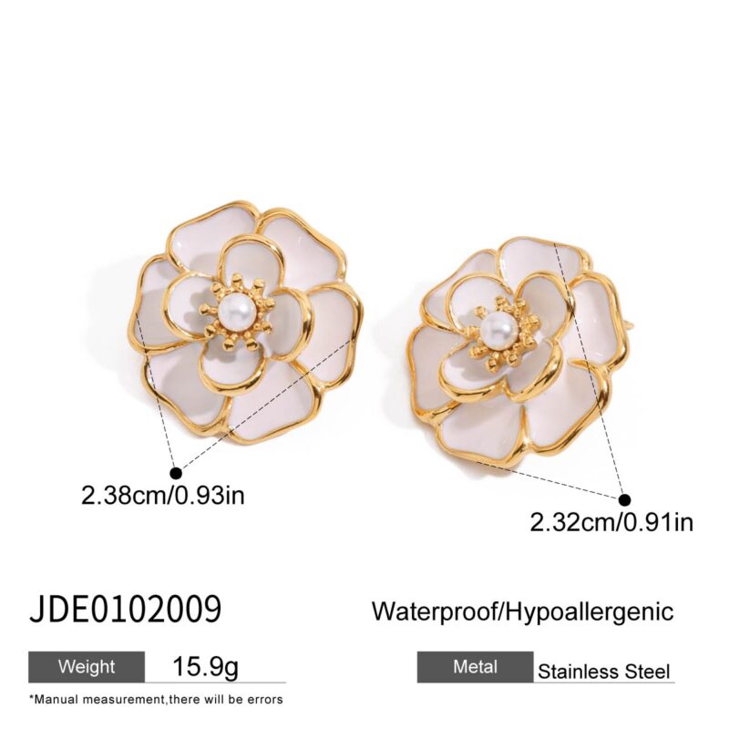 J&D Elegant Ocean Summer Boho Resin Floral Earrings 18K Gold Stainless Steel Accent Hypoallergenic Lightweight Jewelry - Image 6