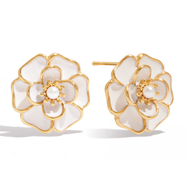 J&D Elegant Ocean Summer Boho Resin Floral Earrings 18K Gold Stainless Steel Accent Hypoallergenic Lightweight Jewelry