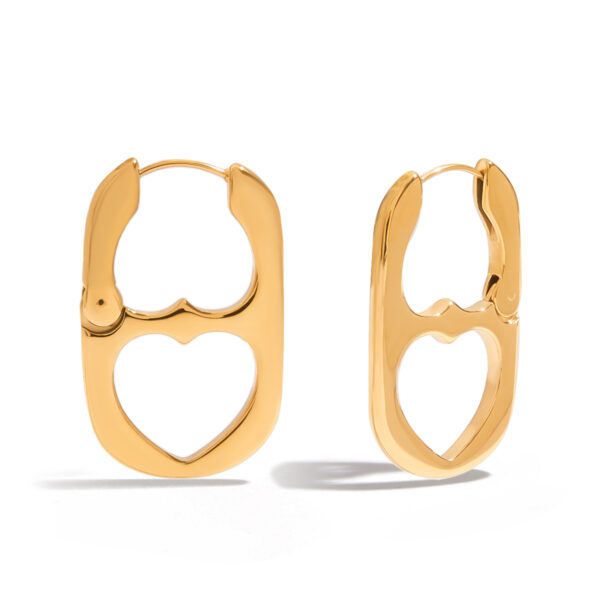 Men's Designer 18K Gold Stainless Steel Smooth Can-Inspired Hollow Heart Stud Earrings