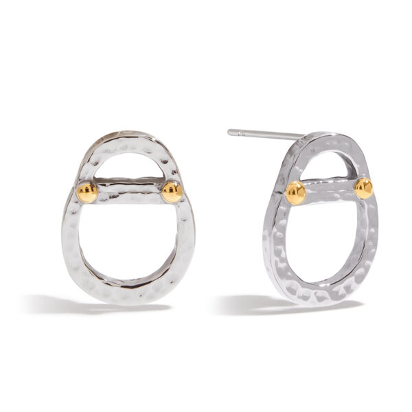 Men's Designer 18K Gold Stainless Steel Two-Tone Hammered Can-Inspired Stud Earrings