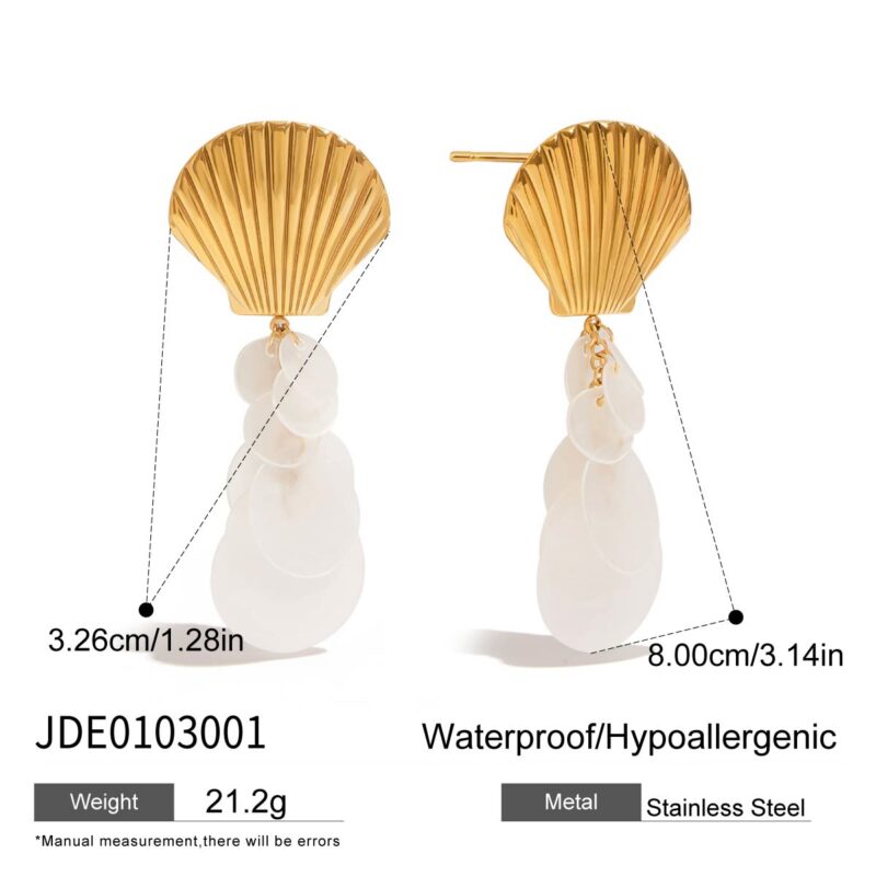 J&D Trendy 18K Gold Plated Stainless Steel Bohemian Shell Tassel Drop Earrings Ocean-Inspired Vacation Jewelry for Women - Image 5