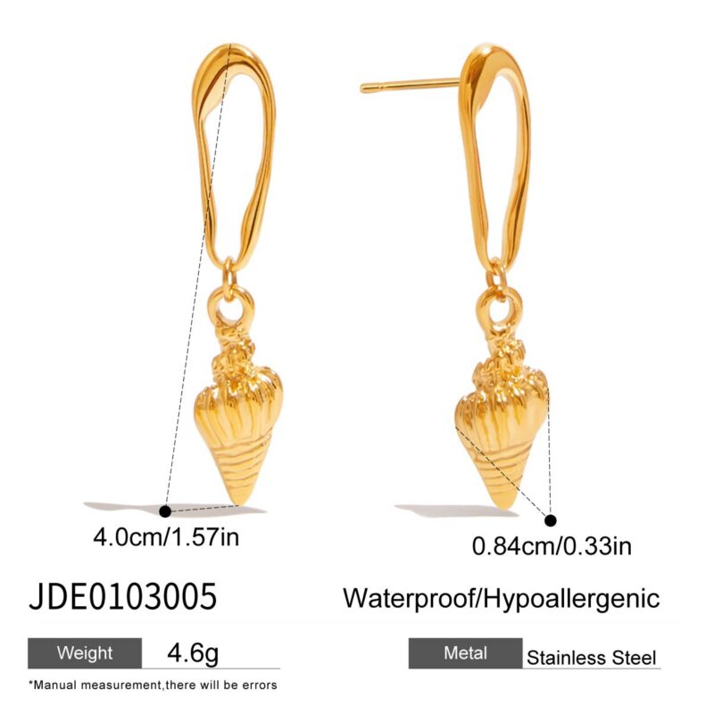 J&D 2025 Tropical Bohemian Seashell Dangle Earrings 18K Gold Plated Stainless Steel Lightweight Beach Vacation Jewelry for Women - Image 5