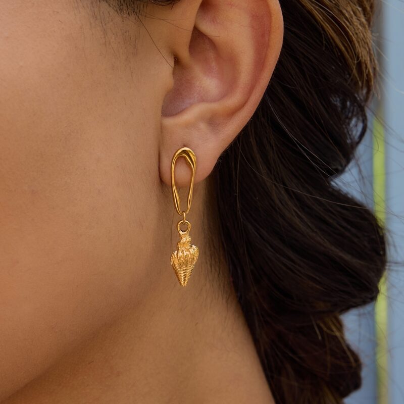 J&D 2025 Tropical Bohemian Seashell Dangle Earrings 18K Gold Plated Stainless Steel Lightweight Beach Vacation Jewelry for Women - Image 3