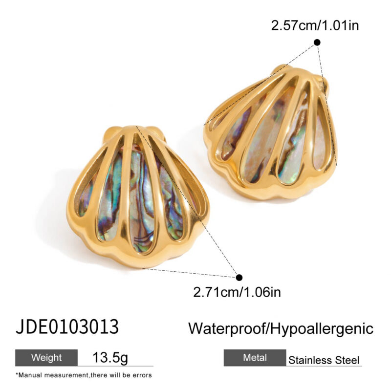 J&D Summer Coastal Abalone Shell Jewelry Set 18K Gold Plated Stainless Steel Boho Matching Jewelry - Image 6