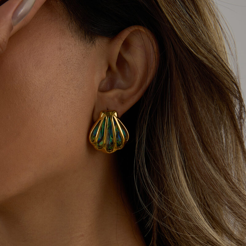 J&D Summer Coastal Abalone Shell Jewelry Set 18K Gold Plated Stainless Steel Boho Matching Jewelry - Image 4