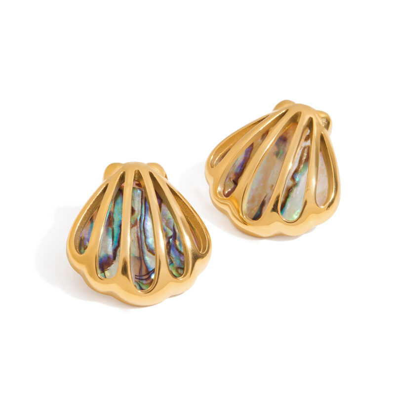 J&D Summer Coastal Abalone Shell Jewelry Set 18K Gold Plated Stainless Steel Boho Matching Jewelry - Image 3