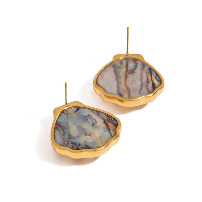 J&D Summer Coastal Abalone Shell Jewelry Set 18K Gold Plated Stainless Steel Boho Matching Jewelry - Image 2