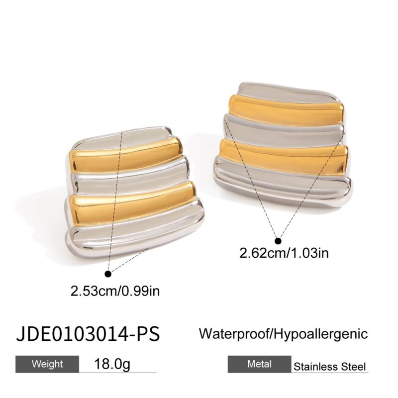 Modern Minimalist 18K Gold Stainless Steel Earrings for Women - Slim Stripe Hoop Earrings, Gold & Silver Color Jewelry Gift - Image 5