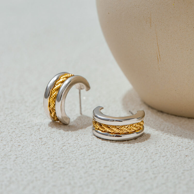 18K Gold Stainless Steel Minimalist Jewelry - Two-Tone Gold & Silver Women's Collection - Image 4