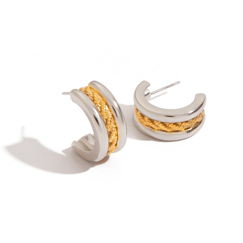 18K Gold Stainless Steel Minimalist Jewelry - Two-Tone Gold & Silver Women's Collection - Image 3