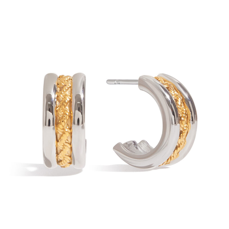 18K Gold Stainless Steel Minimalist Jewelry - Two-Tone Gold & Silver Women's Collection - Image 2