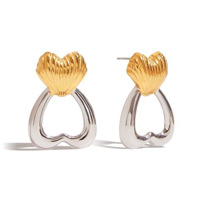 J&D Elegant Minimalist 18K Gold Plated Stainless Steel Door Handle Hoop Earrings Hypoallergenic Trendy Fashion Jewelry for Women