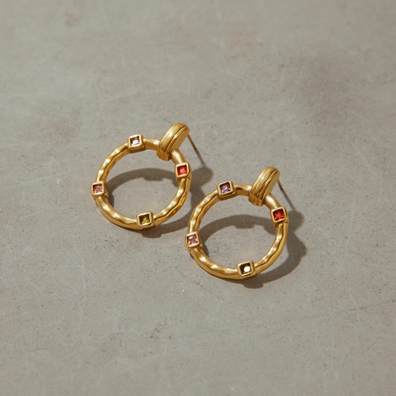 J&D 18K Gold Stainless Steel Zircon Minimalist Modern Earrings Elegant Jewelry for Women Hypoallergenic Durable Luxury Gift - Image 3