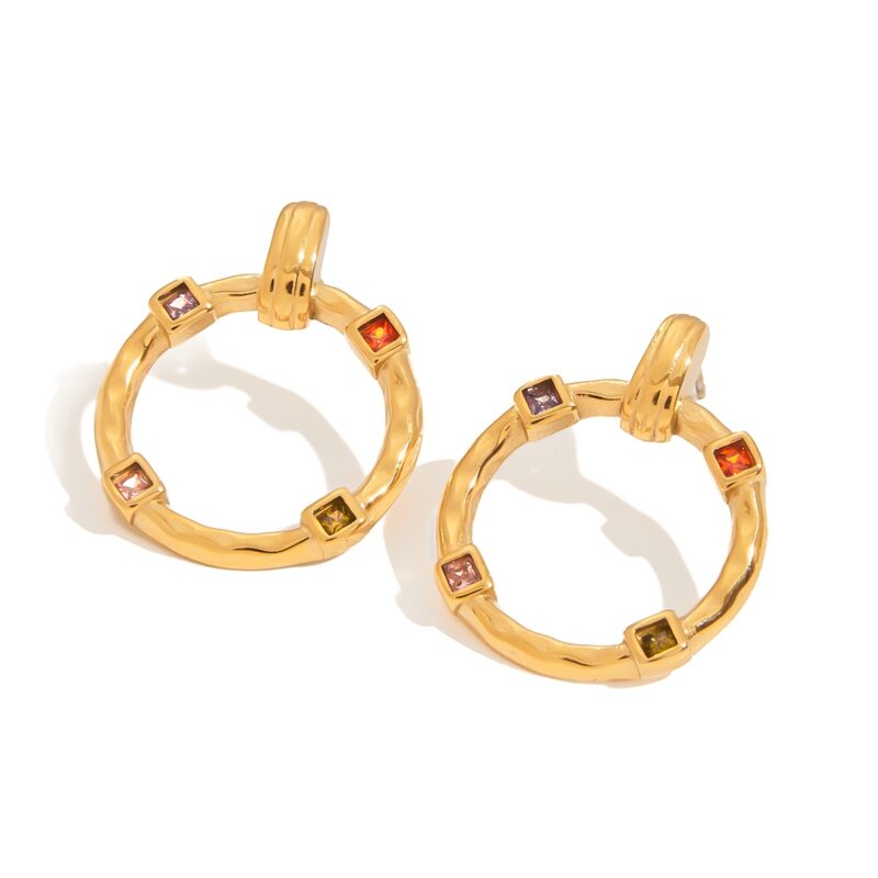 J&D 18K Gold Stainless Steel Zircon Minimalist Modern Earrings Elegant Jewelry for Women Hypoallergenic Durable Luxury Gift - Image 2
