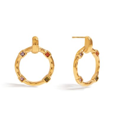 J&D 18K Gold Stainless Steel Zircon Minimalist Modern Earrings Elegant Jewelry for Women Hypoallergenic Durable Luxury Gift
