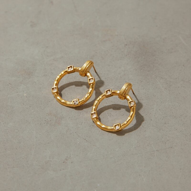 J&D 18K Gold Stainless Steel Zircon Minimalist Modern Earrings Elegant Jewelry for Women Hypoallergenic Durable Luxury Gift - Image 5