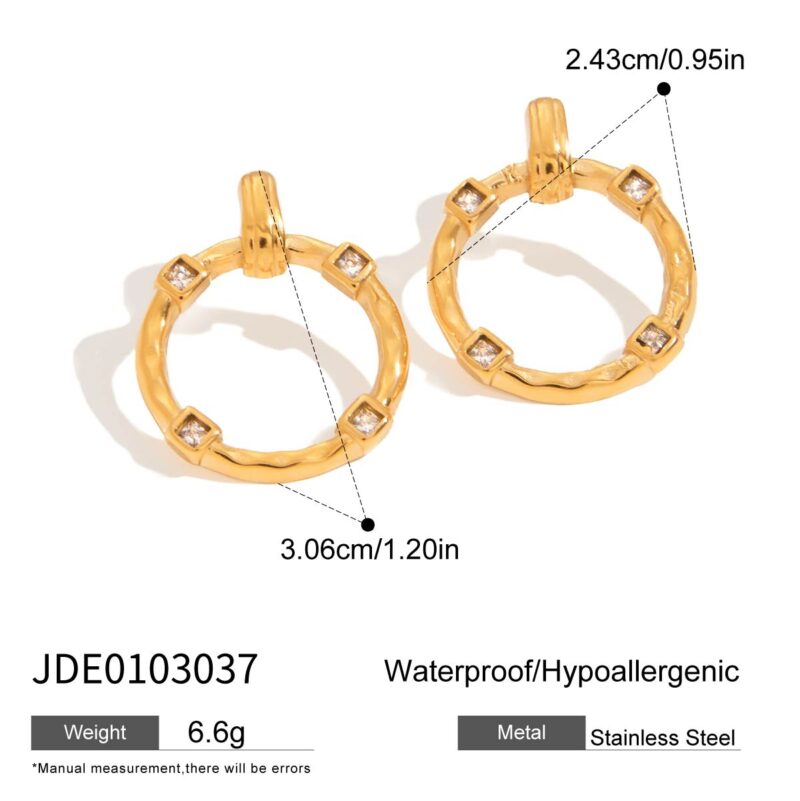 J&D 18K Gold Stainless Steel Zircon Minimalist Modern Earrings Elegant Jewelry for Women Hypoallergenic Durable Luxury Gift - Image 6