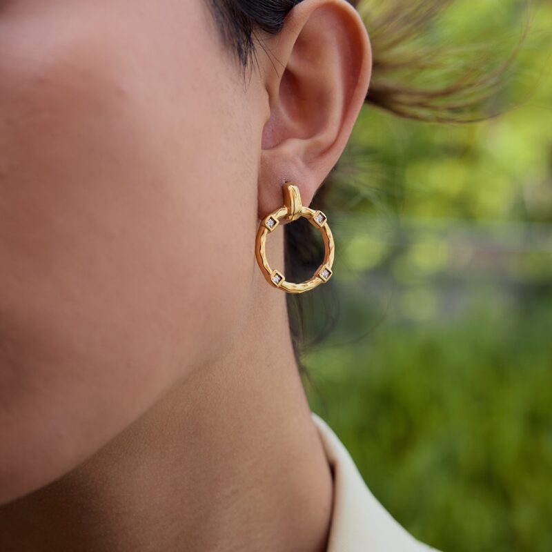 J&D 18K Gold Stainless Steel Zircon Minimalist Modern Earrings Elegant Jewelry for Women Hypoallergenic Durable Luxury Gift - Image 3