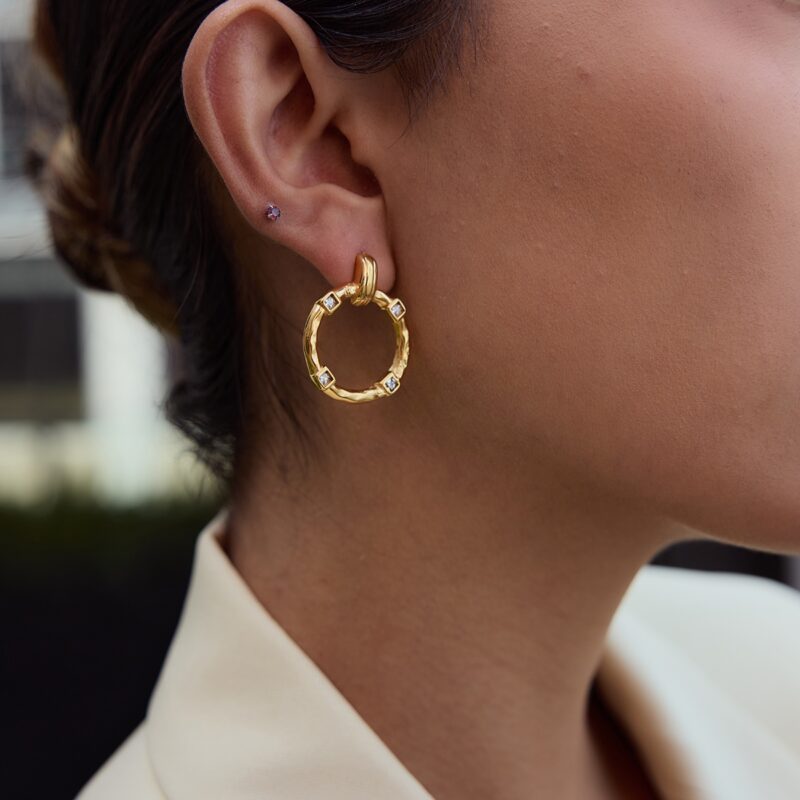 J&D 18K Gold Stainless Steel Zircon Minimalist Modern Earrings Elegant Jewelry for Women Hypoallergenic Durable Luxury Gift - Image 4