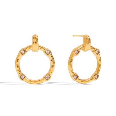 J&D 18K Gold Stainless Steel Zircon Minimalist Modern Earrings Elegant Jewelry for Women Hypoallergenic Durable Luxury Gift