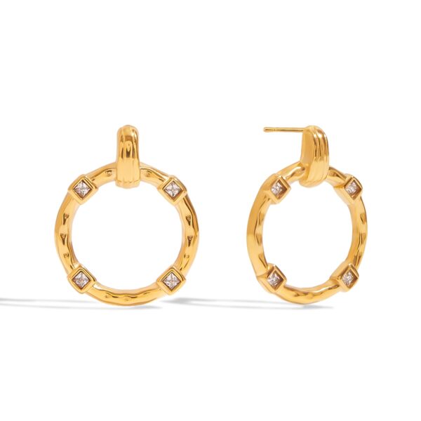 J&D 18K Gold Stainless Steel Zircon Minimalist Modern Earrings Elegant Jewelry for Women Hypoallergenic Durable Luxury Gift