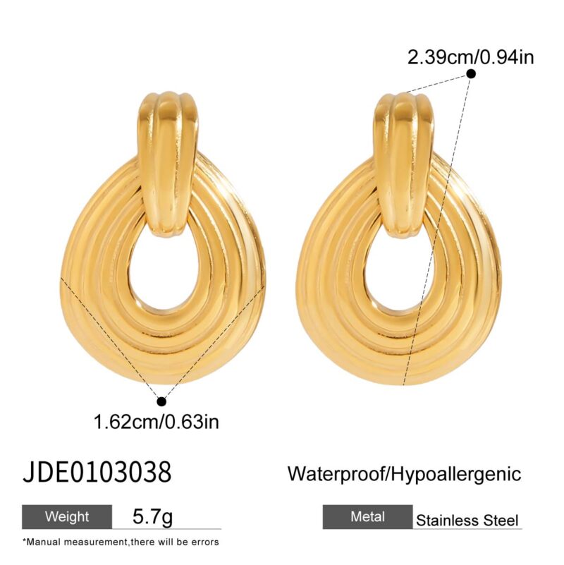 J&D Elegant Hypoallergenic Earrings 18K Gold Plated Stainless Steel Openwork Teardrop Minimalist Jewelry Lightweight Jewelry - Image 5