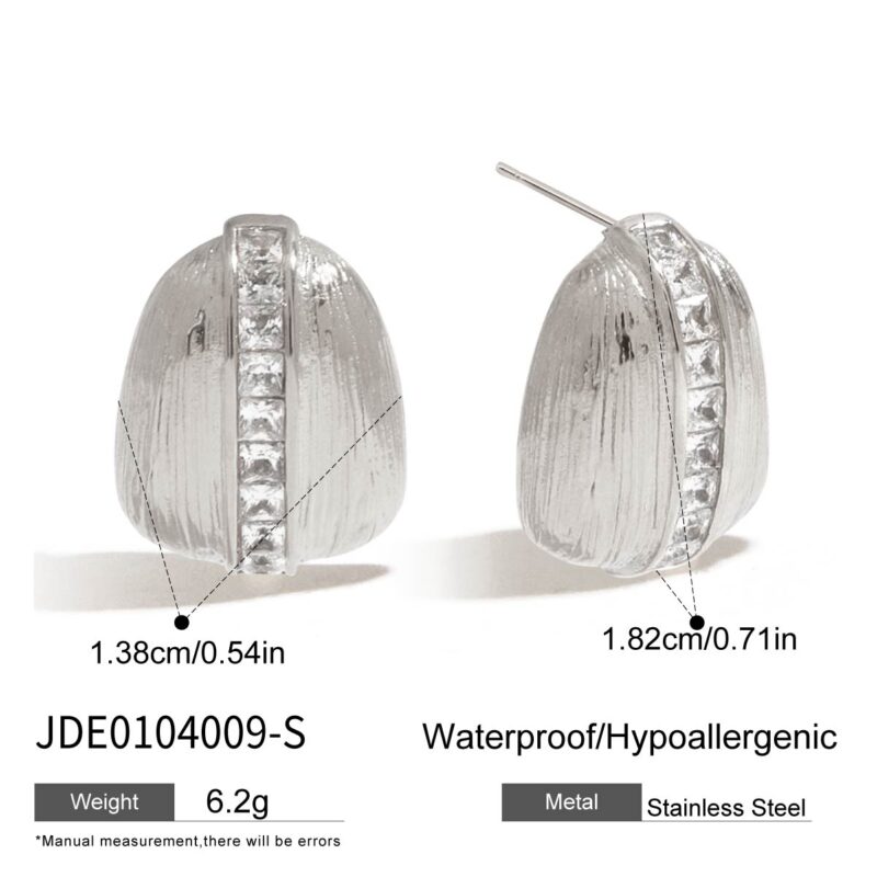 White Gold Plated Zircon Earrings for Women - Teardrop White Zirconia Textured Drop Earrings, Romantic Jewelry Pair - Image 6