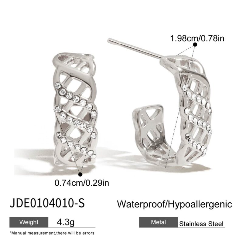 White Gold Plated Zircon Earrings - Romantic Mesh Drop Earrings with White Zirconia for Women - Image 6