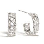 White Gold Plated Zircon Earrings - Romantic Mesh Drop Earrings with White Zirconia for Women