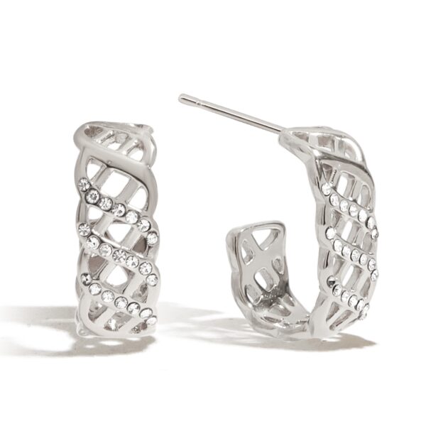 White Gold Plated Zircon Earrings - Romantic Mesh Drop Earrings with White Zirconia for Women