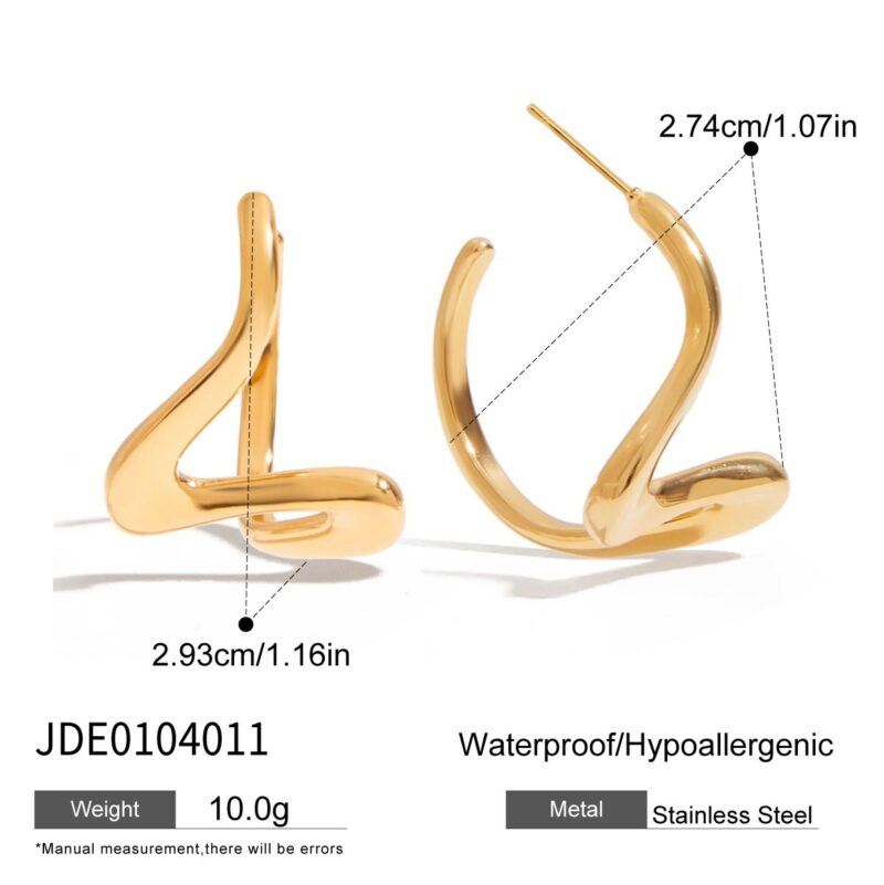 18K Gold Stainless Steel Earrings for Women - Romantic Irregular Line Dangle Earrings, Fashion Jewelry Pair - Image 7