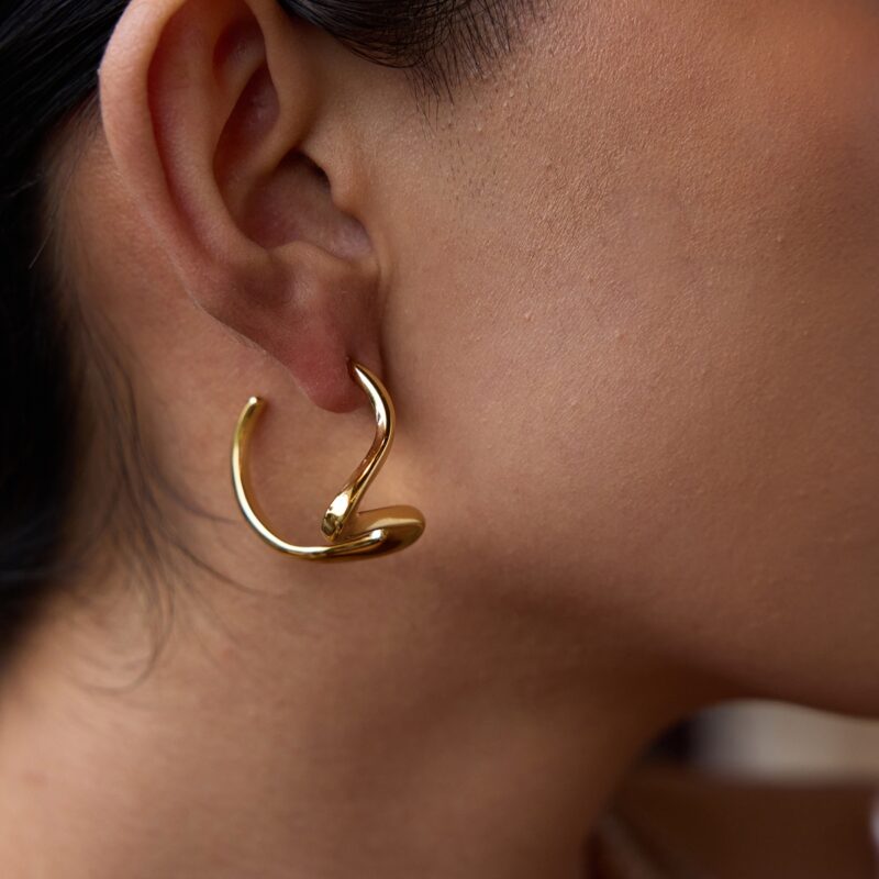 18K Gold Stainless Steel Earrings for Women - Romantic Irregular Line Dangle Earrings, Fashion Jewelry Pair - Image 6