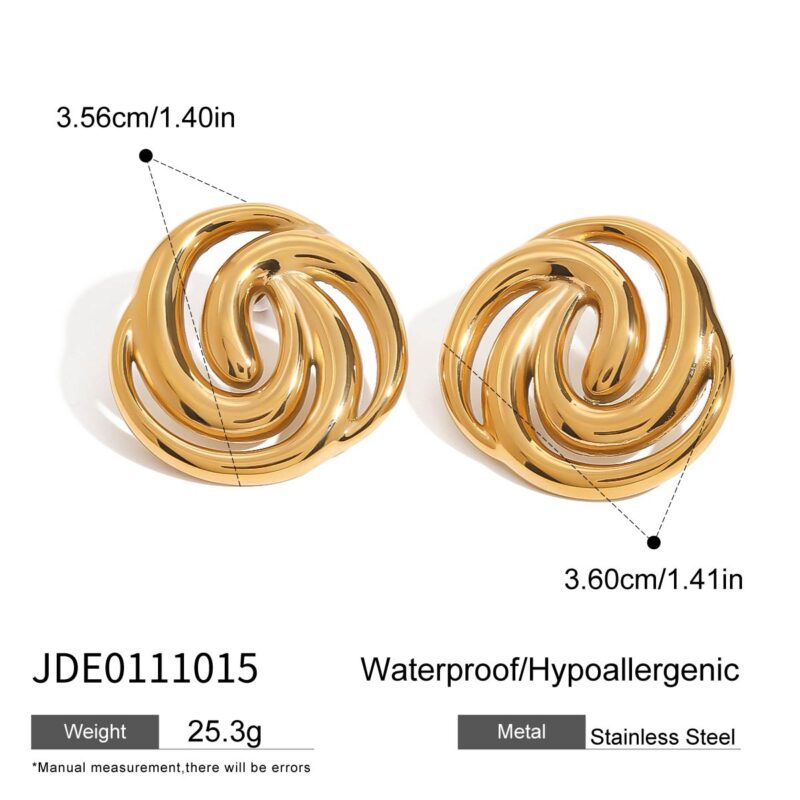 Ladies Modern 18k Gold stainless Steel Hollow Retro Irregular Line Earrings - Image 6