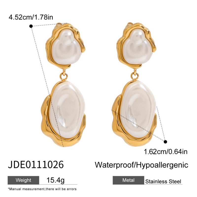 Unique Gold-Plated Vintage Palace Drop Earrings Women's Imitation Pearl Dangle Fashion for Weddings Fall Winter Occasions - Image 6