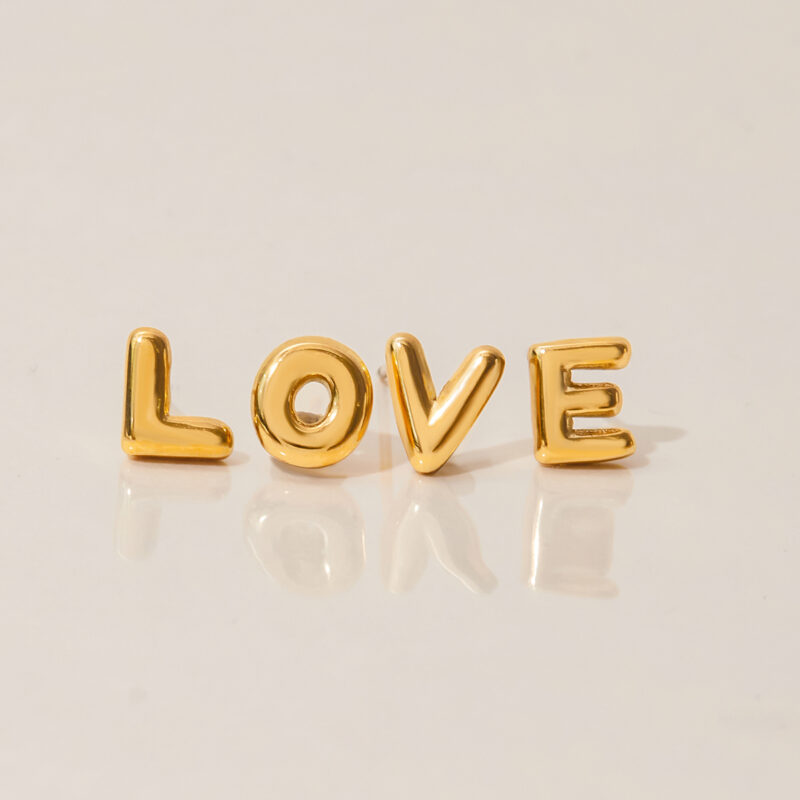 18K Gold Stainless Steel 26 Alphabet Letter Earrings - Classic Style - Image 2