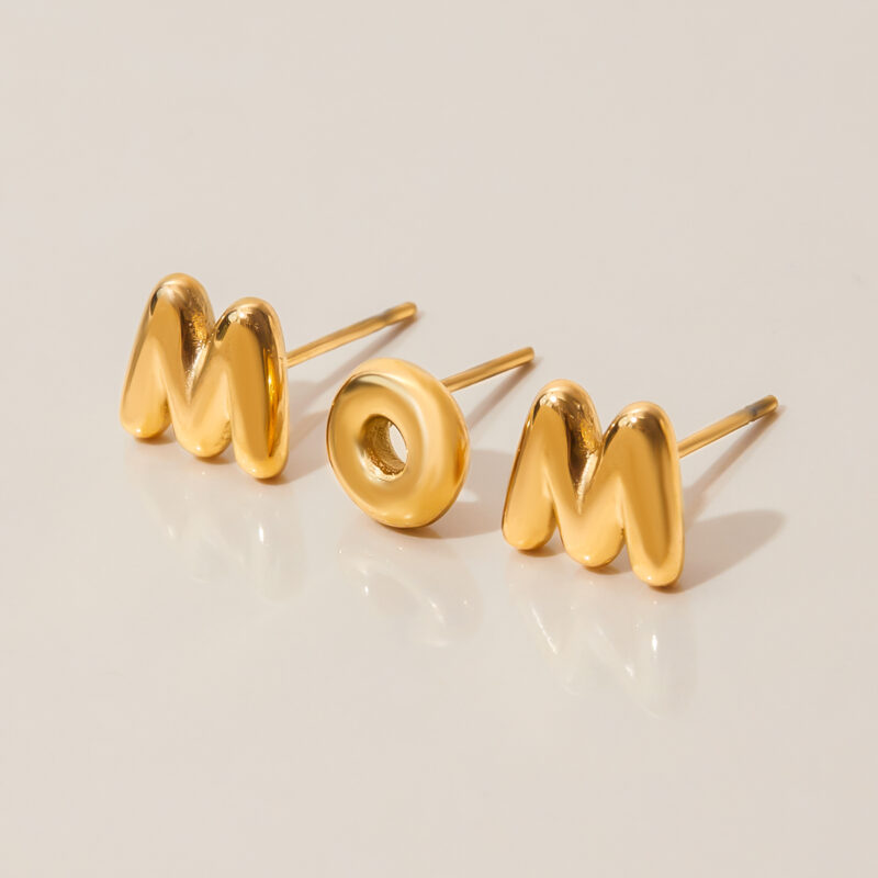18K Gold Stainless Steel 26 Alphabet Letter Earrings - Classic Style - Image 3