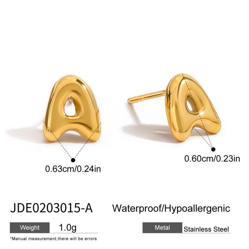 18K Gold Stainless Steel 26 Alphabet Letter Earrings - Classic Style - Image 6