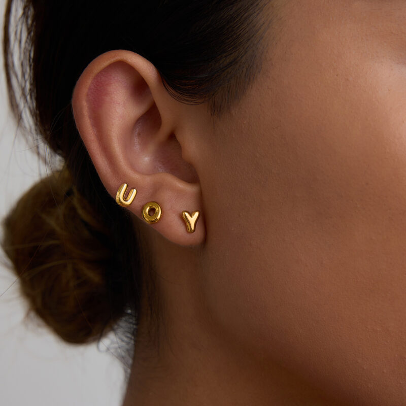 18K Gold Stainless Steel 26 Alphabet Letter Earrings - Classic Style - Image 5