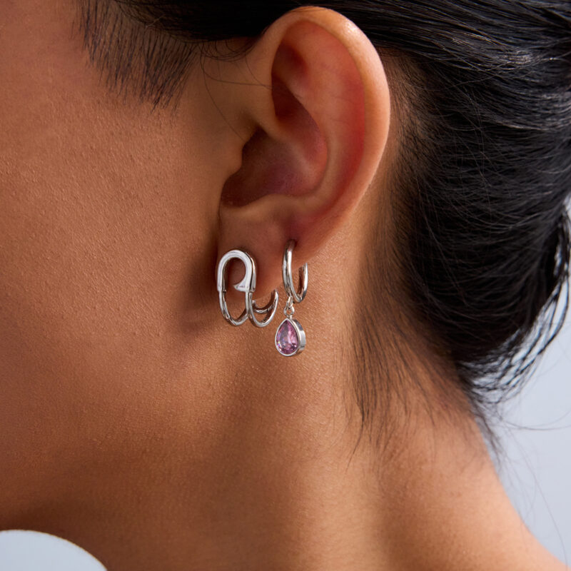 Stainless Steel Curved Paperclip Earrings for Women (Left & Right Pair) - Image 4