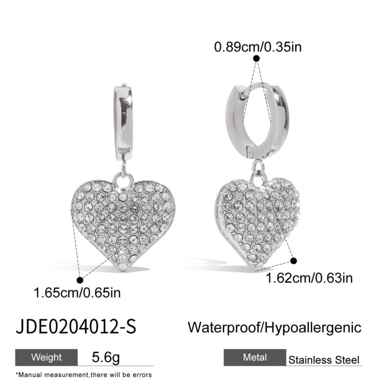 White Gold Plated Heart Pendant Earrings - Romantic White Zirconia Dangle Earrings for Women - Image 6