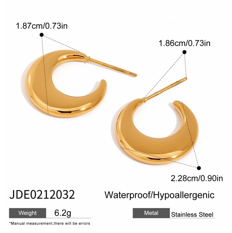 Women's Trendy Gold Plated Stainless Steel Chrysanthemum Hoop Earrings Simple Geometric Design Fashionable - Image 6