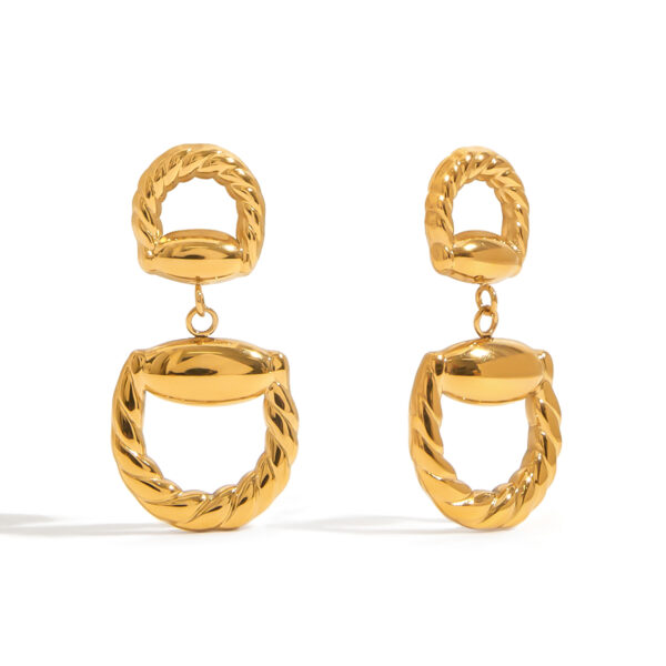 JD Exclusive Women's 18K Gold Stainless Steel Horseshoe Drop Earrings Pair